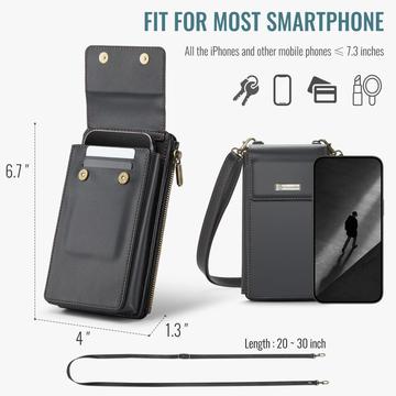 Caseme ME50 Universal Crossbody-taske m. RFID-beskyttelse - 4"-7.3" - Sort