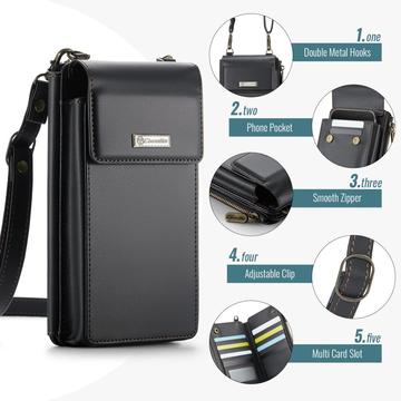 Caseme ME50 Universal Crossbody-taske m. RFID-beskyttelse - 4"-7.3" - Sort