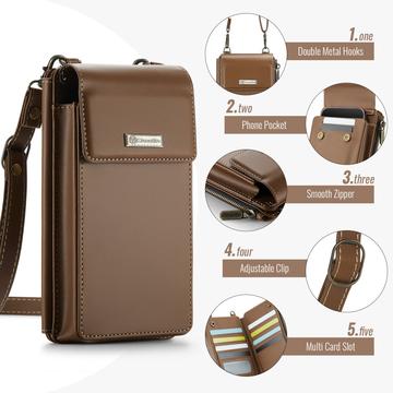 Caseme ME50 Universal Crossbody-taske m. RFID-beskyttelse - 4"-7.3" - Brun