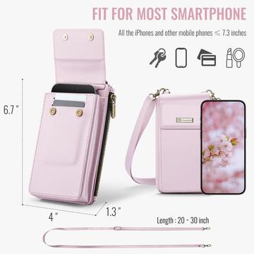 Caseme ME50 Universal Crossbody-taske m. RFID-beskyttelse - 4"-7.3" - Pink