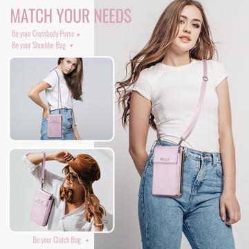 Caseme ME50 Universal Crossbody-taske m. RFID-beskyttelse - 4"-7.3" - Pink