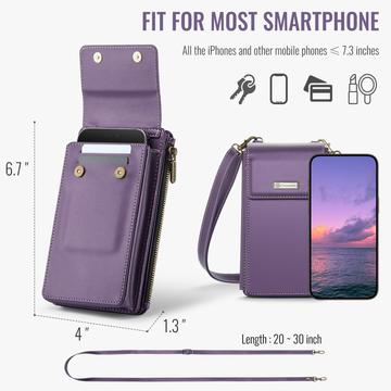 Caseme ME50 Universal Crossbody-taske m. RFID-beskyttelse - 4"-7.3" - Lilla
