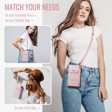 Caseme Me40 Universal RFID-skuldertaske - 4"-7.5" - Pink