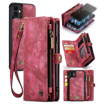 Caseme 2-i-1 Multifunktionel iPhone 11 Pung - Rød