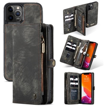 Caseme Multifunktionel iPhone 12 Pro Max Pung Taske - Sort