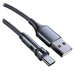 Ladekabel med Roterende Magnetisk Stik - 2m, USB-C - Sort