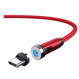 Ladekabel med Roterende Magnetisk Stik - 2m, USB-C - Rød