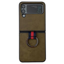 Samsung Galaxy Z Flip4 Dækket Cover med Metal Ring - Grøn