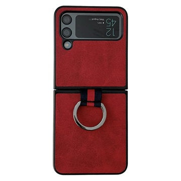 Samsung Galaxy Z Flip4 Dækket Cover med Metal Ring - Rød
