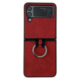 Samsung Galaxy Z Flip4 Dækket Cover med Metal Ring - Rød