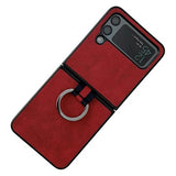 Samsung Galaxy Z Flip4 Dækket Cover med Metal Ring - Rød