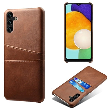 Samsung Galaxy A14/A14 5G Belagt Plastikcover med Kortlommer - Brun