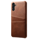 Samsung Galaxy A14/A14 5G Belagt Plastikcover med Kortlommer - Brun