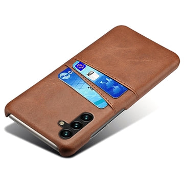 Samsung Galaxy A14/A14 5G Belagt Plastikcover med Kortlommer - Brun