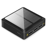 Kompakt Solcelle-Powerbank - 10000mAh, 3xUSB-A - Sort