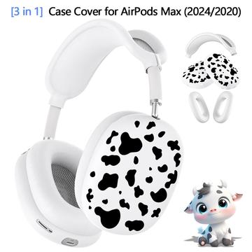 3-i-1-beskyttelsessæt med ko-mønster til AirPods Max - Hvid / Pink