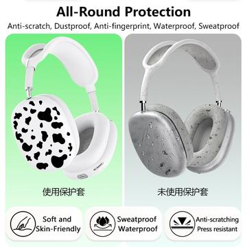 3-i-1-beskyttelsessæt med ko-mønster til AirPods Max - Hvid / Pink