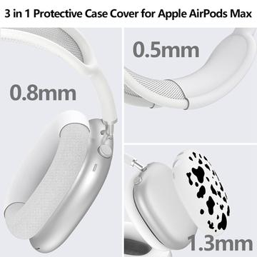3-i-1-beskyttelsessæt med ko-mønster til AirPods Max - Hvid / Pink