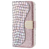 Croco Bling Samsung Galaxy A50 Pung - Sølv