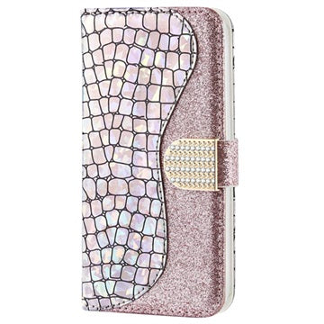 Croco Bling iPhone X / iPhone XS Pung - Sølv
