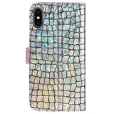 Croco Bling iPhone X / iPhone XS Pung - Sølv