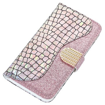 Croco Bling iPhone X / iPhone XS Pung - Sølv