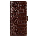 Crocodile Series OnePlus Nord 2T Læderpung med RFID - Brun