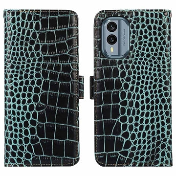 Crocodile Nokia X30 Læderpung med RFID - Grøn