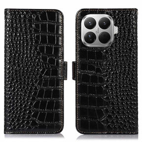 Xiaomi 17T Pro Crocodile Series Læderpung med RFID - Sort