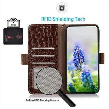 Xiaomi 17T Pro Crocodile Series Læderpung med RFID - Brun