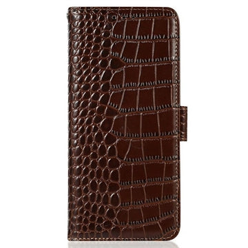 Xiaomi 17T Pro Crocodile Series Læderpung med RFID - Brun
