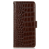 Xiaomi 17T Pro Crocodile Series Læderpung med RFID - Brun