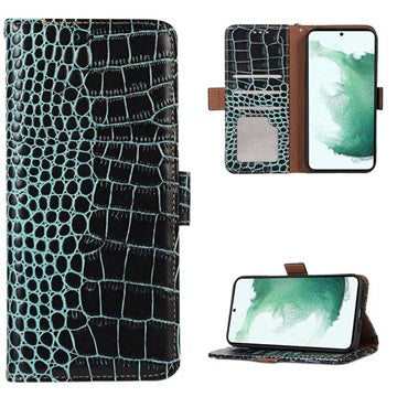 Crocodile Series Samsung Galaxy S21 FE 5G Læderpung med RFID - Grøn