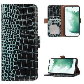 Crocodile Series Samsung Galaxy S21 FE 5G Læderpung med RFID - Grøn