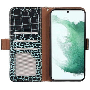 Crocodile Series Samsung Galaxy S21 FE 5G Læderpung med RFID - Grøn