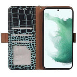 Crocodile Series Samsung Galaxy S21 FE 5G Læderpung med RFID - Grøn