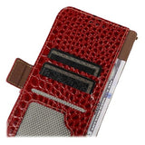 Crocodile Series Samsung Galaxy S21 FE 5G Læderpung med RFID - Rød