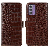 Nokia G42 Crocodile Series Læderpung med RFID - Brun