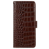 Nokia G42 Crocodile Series Læderpung med RFID - Brun