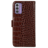Nokia G42 Crocodile Series Læderpung med RFID - Brun