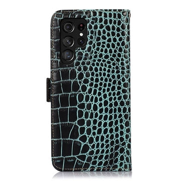 Samsung Galaxy S26 Ultra Crocodile Series Læderpung med RFID - Grøn