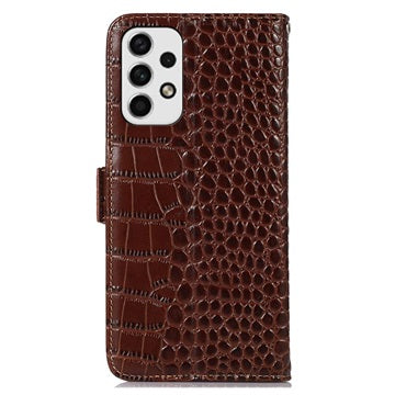 Crocodile Series Samsung Galaxy A33 5G Læderpung med RFID - Brun