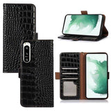 Crocodile Series Sony Xperia 5 IV Læderpung med RFID - Sort