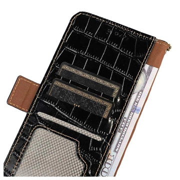 Crocodile Series Sony Xperia 5 IV Læderpung med RFID - Sort