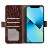 Crocodile Series iPhone 14 Læderpung med RFID - Brun