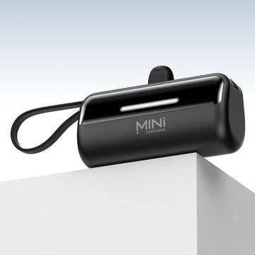 Cyke X3 Lightning Power Bank m. USB-C, USB-A kabler - 5000mAh - Sort