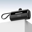 Cyke X3 Lightning Power Bank m. USB-C, USB-A kabler - 5000mAh - Sort