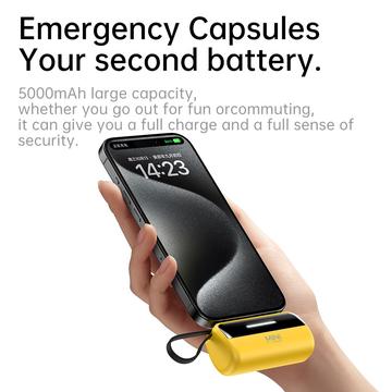 Cyke X3 Lightning Power Bank m. USB-C, USB-A kabler - 5000mAh - Sort