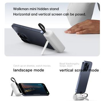 Cyke X3 Lightning Power Bank m. USB-C, USB-A kabler - 5000mAh - Lilla