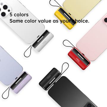 Cyke X3 Lightning Power Bank m. USB-C, USB-A kabler - 5000mAh - Lilla